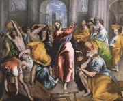 El Greco The Christ is driving businessman in the fane oil painting